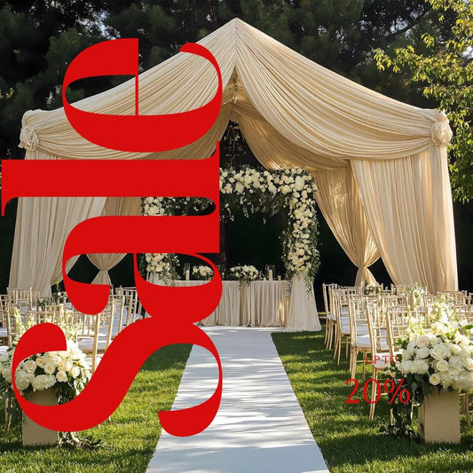 BEIGE - 5' x 21 Ft Ceiling Drapes for Wedding Parties, Wrinkle Free Interlock Canopy Tent Draping Ceiling Curtains Arch Drapery for Events