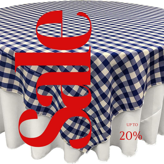 WHITE/ROYAL - Gingham Overlay - Checkered Tablecloth for Parties - Farmhouse Tablecloth - Spring Tablecloth - Picnic Tablecloth