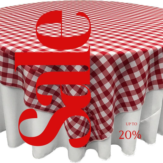 WHITE/RED - Gingham Overlay - Checkered Tablecloth for Parties - Farmhouse Tablecloth - Spring Tablecloth - Picnic Tablecloth