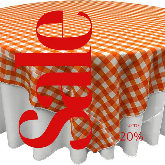 WHITE/ORANGE - Gingham Overlay - Checkered Tablecloth for Parties - Farmhouse Tablecloth - Spring Tablecloth - Picnic Tablecloth