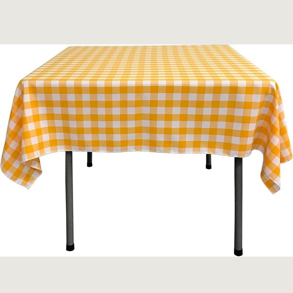 WHITE/YELLOW - Gingham Overlay - Checkered Tablecloth for Parties - Farmhouse Tablecloth - Spring Tablecloth - Picnic Tablecloth