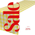 14" Wide Polyester Poplin Gingham, Checkered, Plaid Table Runner (White & Lt Yellow , 14" Wide x 90" Long) for Party Sweetest Day Wedding