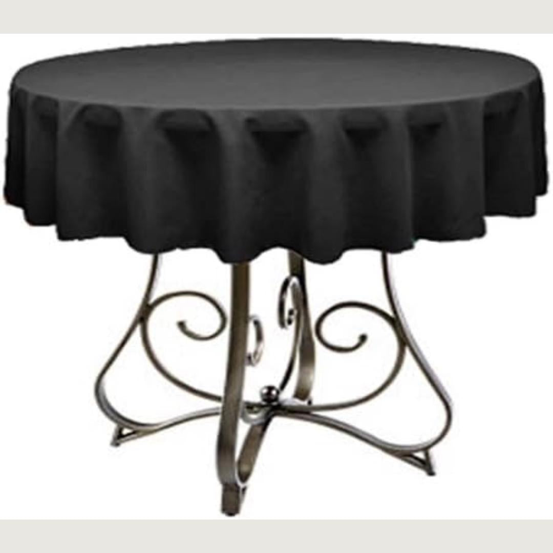 BLACK - Polyester Poplin Washable Round Tablecloth,  Table Cover Fabric Table Cloth for Dinning, Kitchen, Party, Holiday
