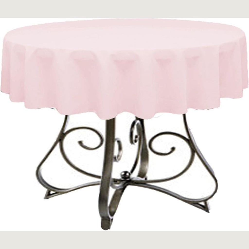 LT PINK - Polyester Poplin Washable Round Tablecloth,  Table Cover Fabric Table Cloth for Dinning, Kitchen, Party, Holiday