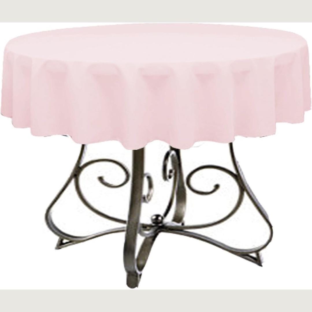 LT PINK - Polyester Poplin Washable Round Tablecloth,  Table Cover Fabric Table Cloth for Dinning, Kitchen, Party, Holiday