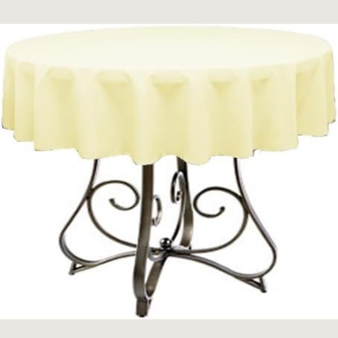 LT YELLOW - Polyester Poplin Washable Round Tablecloth,  Table Cover Fabric Table Cloth for Dinning, Kitchen, Party, Holiday