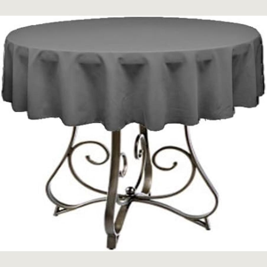 CHARCOAL - Polyester Poplin Washable Round Tablecloth,  Table Cover Fabric Table Cloth for Dinning, Kitchen, Party, Holiday