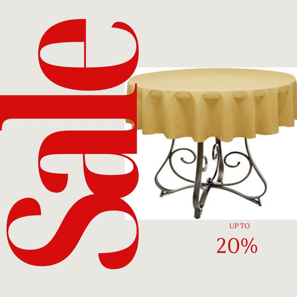 GOLD - Polyester Poplin Washable Round Tablecloth,  Table Cover Fabric Table Cloth for Dinning, Kitchen, Party, Holiday