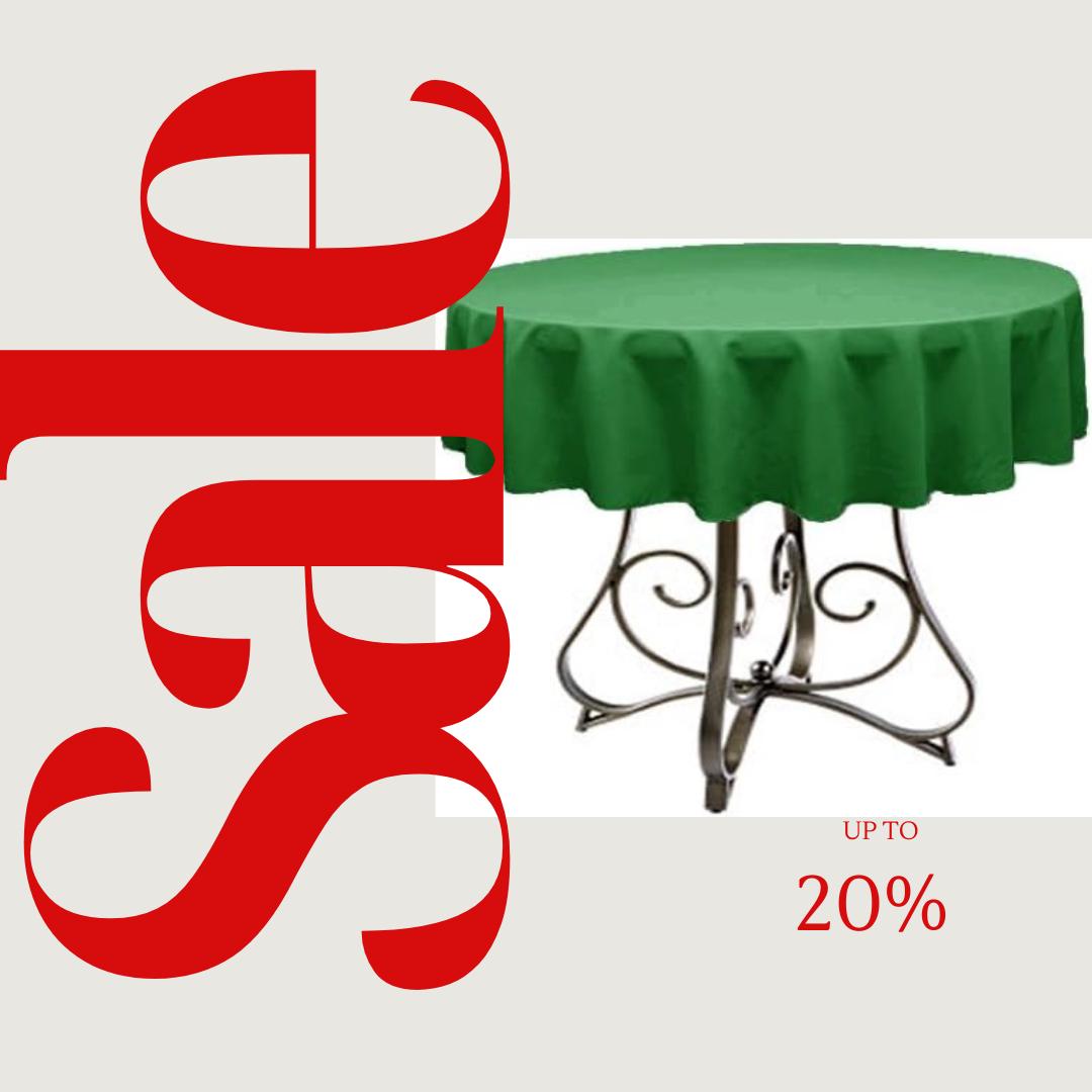 KELLY GREEN - Polyester Poplin Washable Round Tablecloth,  Table Cover Fabric Table Cloth for Dinning, Kitchen, Party, Holiday