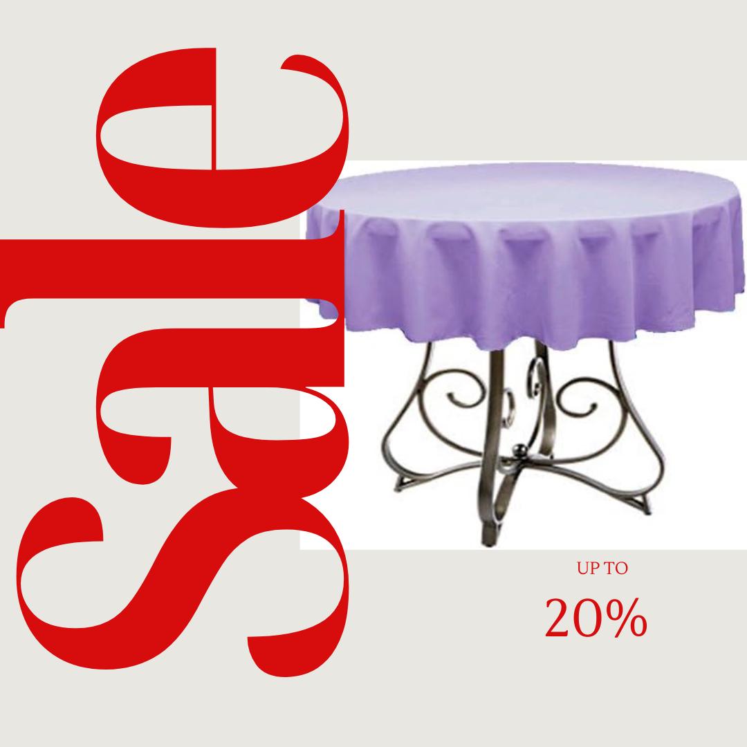 LAVENDER - Polyester Poplin Washable Round Tablecloth,  Table Cover Fabric Table Cloth for Dinning, Kitchen, Party, Holiday
