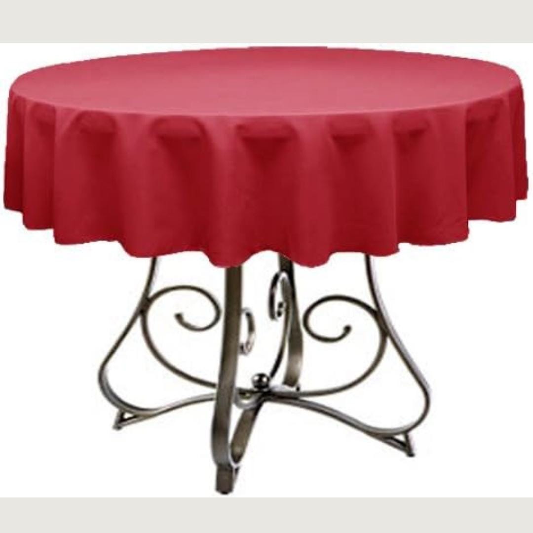 CRANBERRY - Polyester Poplin Washable Round Tablecloth,  Table Cover Fabric Table Cloth for Dinning, Kitchen, Party, Holiday