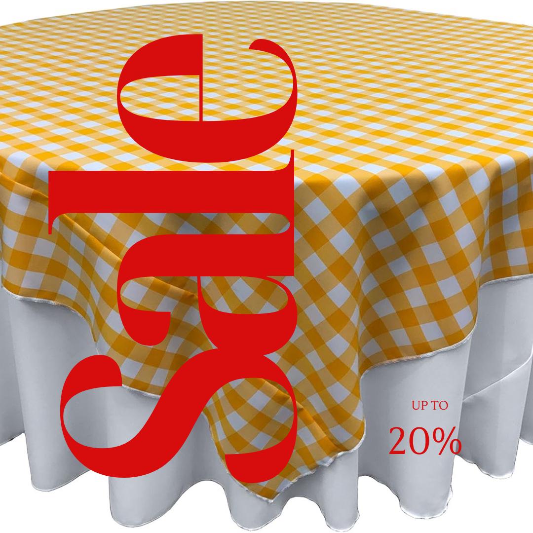 WHITE/YELLOW - Gingham Overlay - Checkered Tablecloth for Parties - Farmhouse Tablecloth - Spring Tablecloth - Picnic Tablecloth