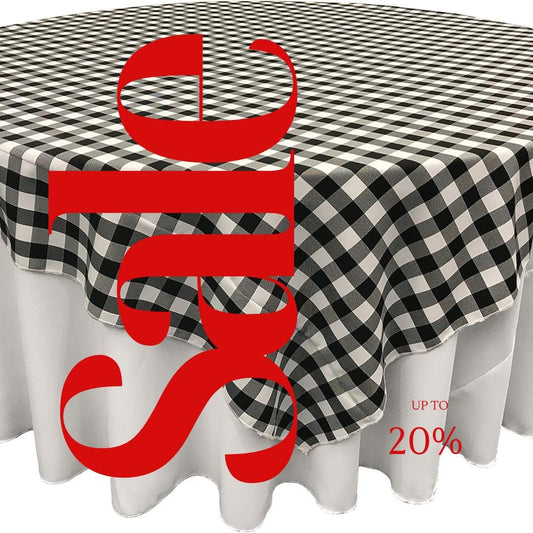 WHITE/BLACK - Gingham Overlay - Checkered Tablecloth for Parties - Farmhouse Tablecloth - Spring Tablecloth - Picnic Tablecloth