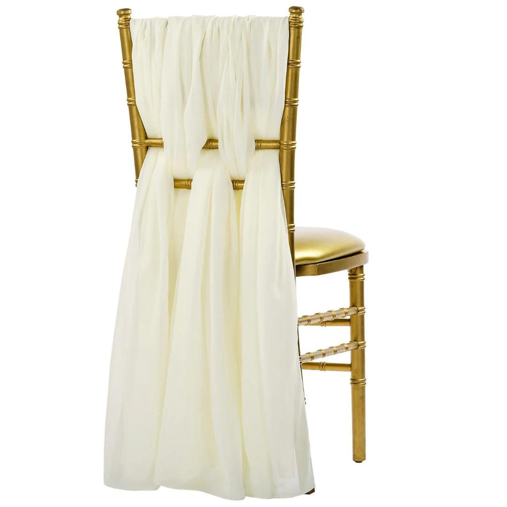 IVORY/CREAM - Chiffon Chair Sash Cover Aisle Decorations Draping Fabric for Party Ceremony Reception Floral Arrangement Banquet Outdoor Deco