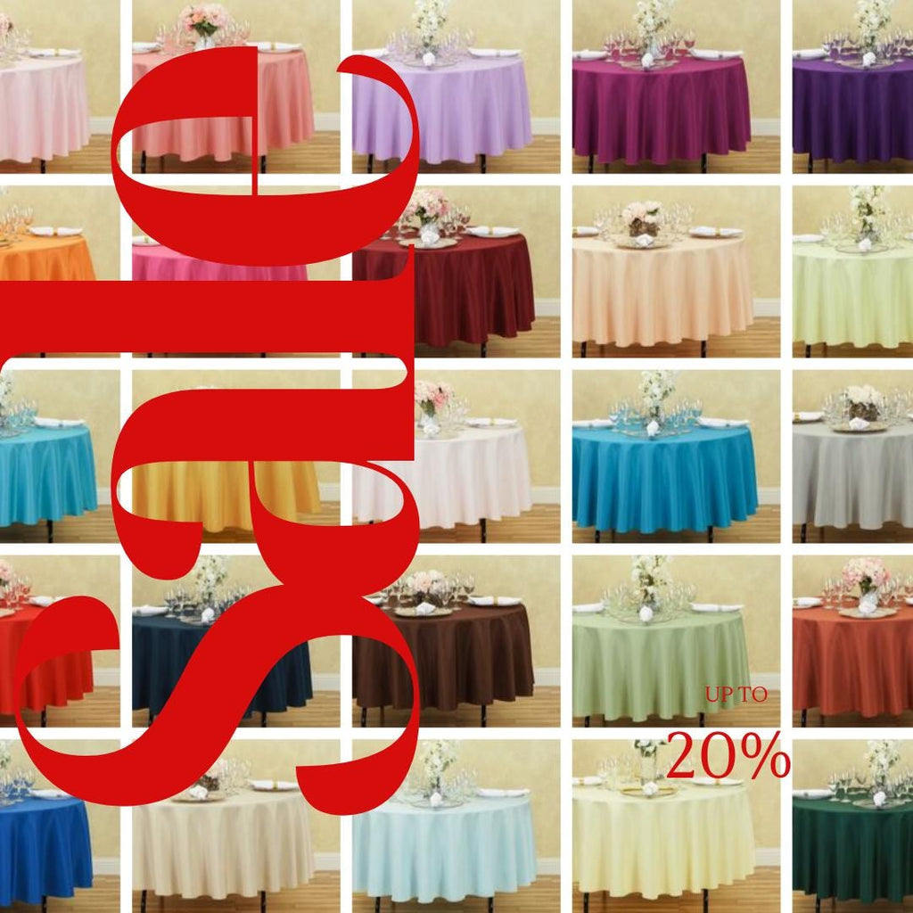 90" ROUND - Polyester Round Poplin Washable Tablecloth - Table Cover Fabric Cloth for Dinning, Kitchen, Party, Holiday. Choose Color