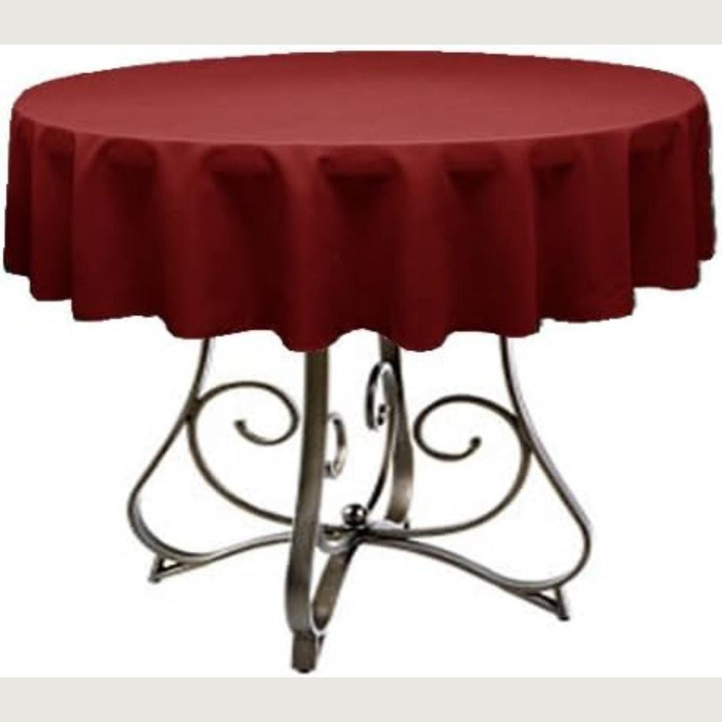 BURGUNDY - Polyester Poplin Washable Round Tablecloth,  Table Cover Fabric Table Cloth for Dinning, Kitchen, Party, Holiday