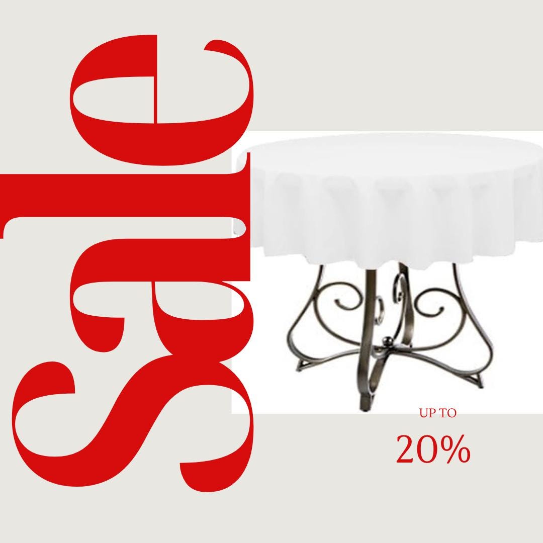 WHITE - Polyester Poplin Washable Round Tablecloth,  Table Cover Fabric Table Cloth for Dinning, Kitchen, Party, Holiday