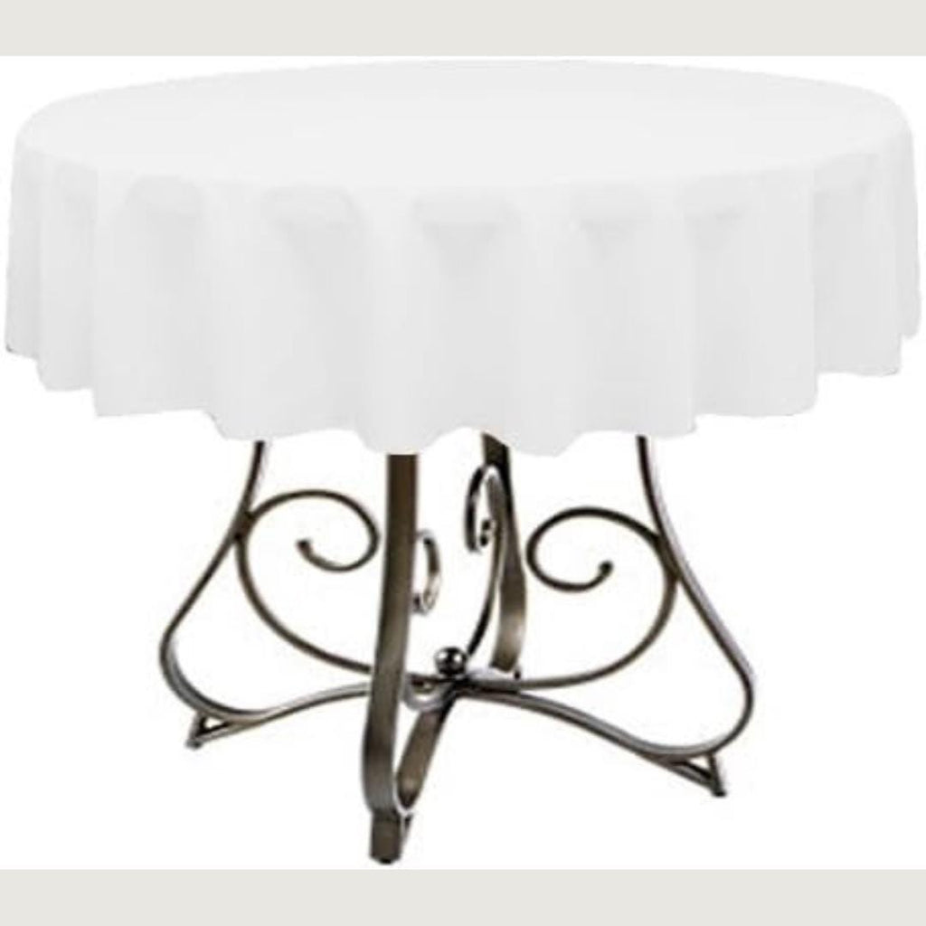 WHITE - Polyester Poplin Washable Round Tablecloth,  Table Cover Fabric Table Cloth for Dinning, Kitchen, Party, Holiday