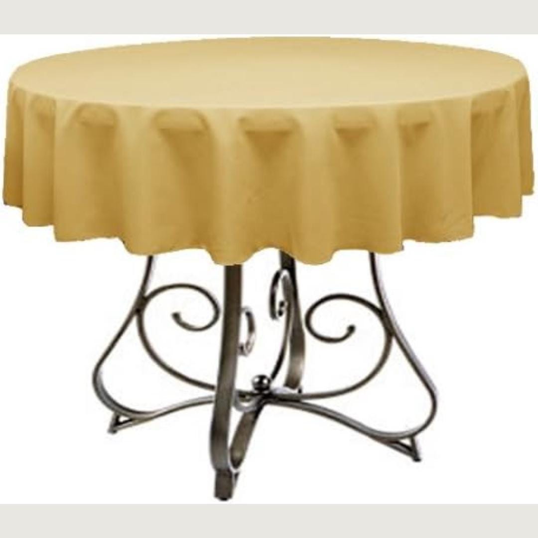 GOLD - Polyester Poplin Washable Round Tablecloth,  Table Cover Fabric Table Cloth for Dinning, Kitchen, Party, Holiday