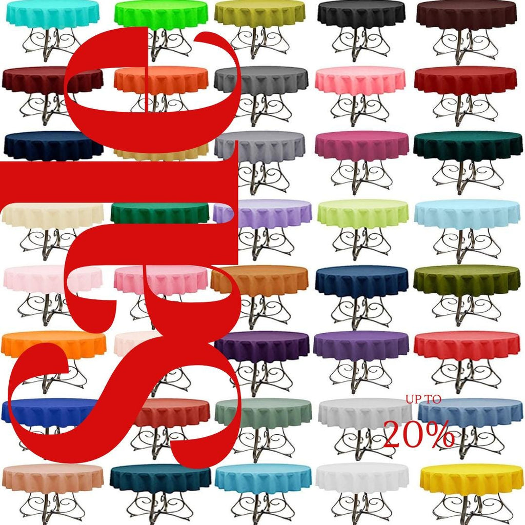 42" ROUND - Polyester Poplin Washable Round Tablecloth - Table Cover Fabric Table Cloth for Dinning, Kitchen, Party, Holiday. Choose Color