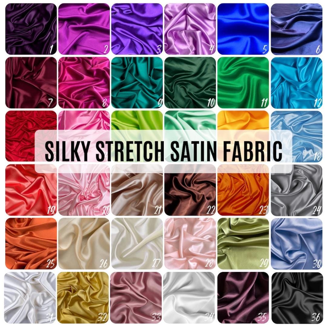 Silky Stretch Satin Fabric by the Yard, Premium Quality Stretch Charmeuse Fabric for Wedding Gowns, Bridesmaid Dresses.