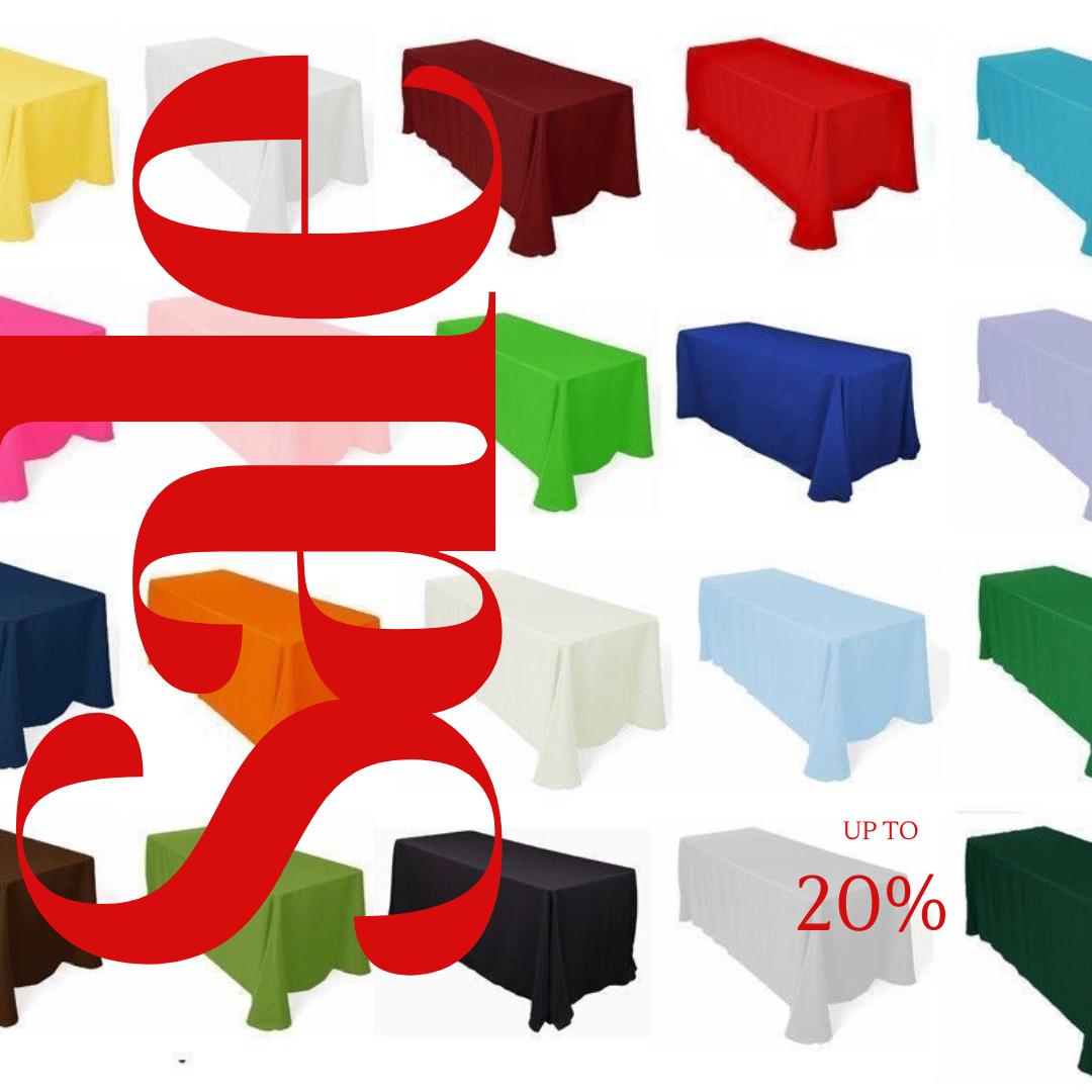 108" x 132" Polyester Poplin Washable Rectangular Tablecloth, Table Cover Fabric Cloth for Dinning, Kitchen, Party. 27 Colors Available