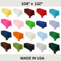 108" x 132" Polyester Poplin Washable Rectangular Tablecloth, Table Cover Fabric Cloth for Dinning, Kitchen, Party. 27 Colors Available