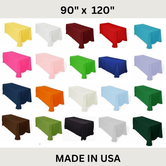 90" x 120" Polyester Poplin Washable Rectangular Tablecloth, Table Cover Fabric Cloth for Dinning, Kitchen, Party. 27 Colors Available