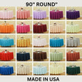 90" ROUND - Polyester Round Poplin Washable Tablecloth - Table Cover Fabric Cloth for Dinning, Kitchen, Party, Holiday. Choose Color
