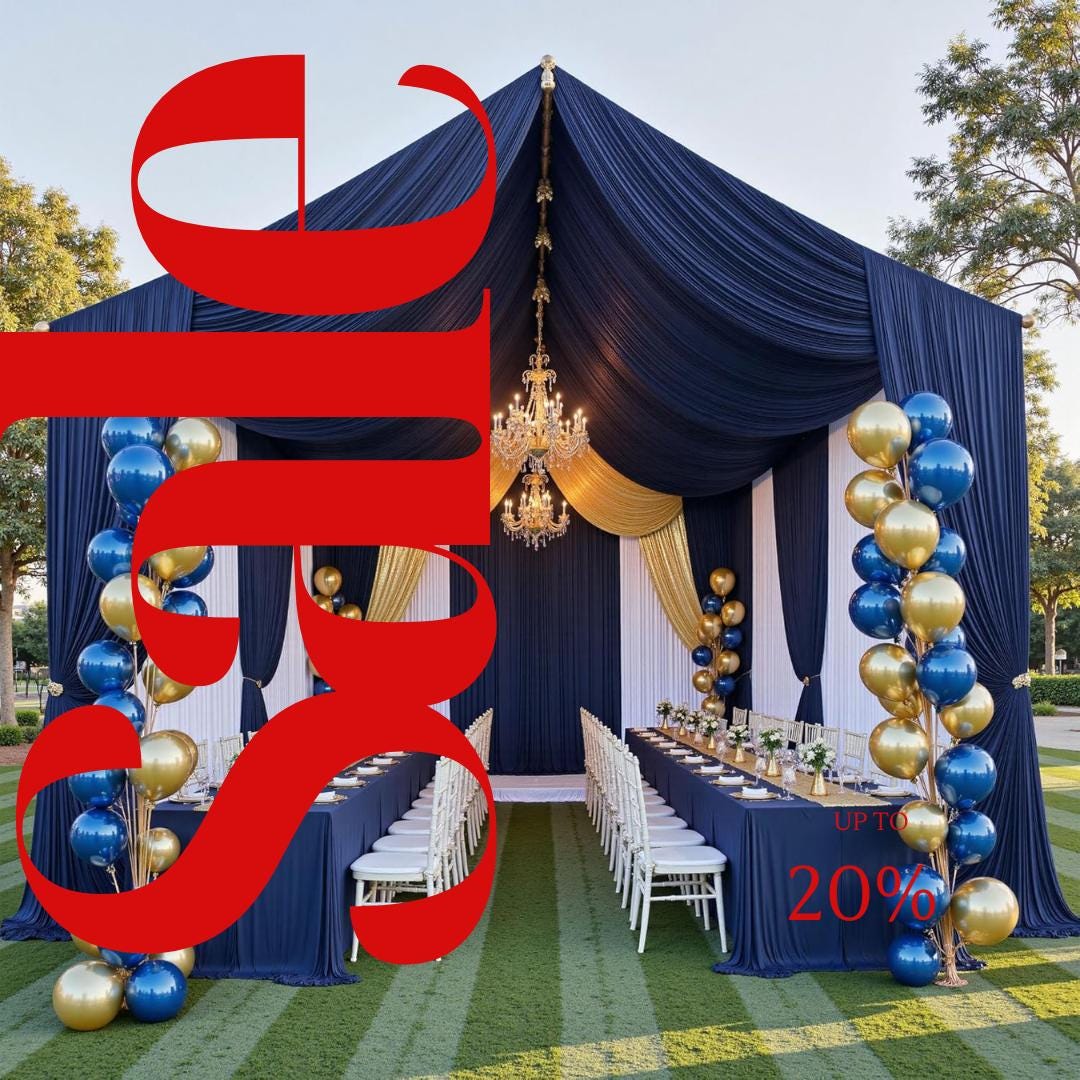 NAVY - 5' x 40 Ft Ceiling Drapes for Wedding Parties, Wrinkle Free Interlock Canopy Tent Draping Ceiling Curtains Arch Drapery for Events