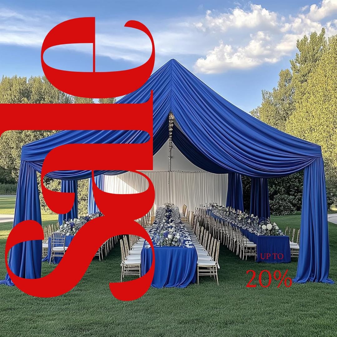 ROYAL - 5' x 33 Ft Ceiling Drapes for Wedding Parties, Wrinkle Free Interlock Canopy Tent Draping Ceiling Curtains Arch Drapery for Events