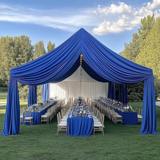 ROYAL - 5' x 40 Ft Ceiling Drapes for Wedding Parties, Wrinkle Free Interlock Canopy Tent Draping Ceiling Curtains Arch Drapery for Events