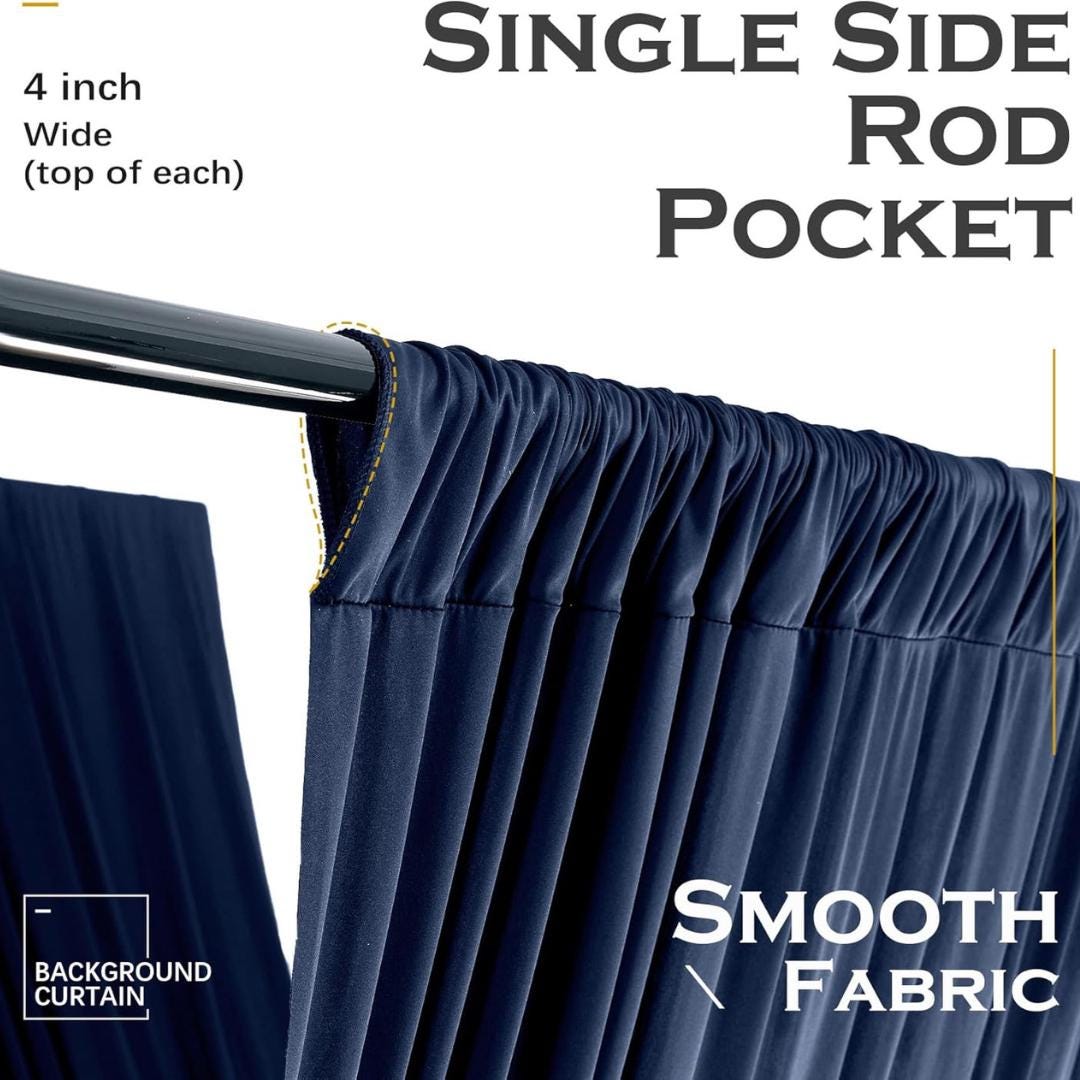 NAVY - 5' x 21 Ft Ceiling Drapes for Wedding Parties, Wrinkle Free Interlock Canopy Tent Draping Ceiling Curtains Arch Drapery for Events