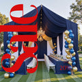NAVY - 5' x 21 Ft Ceiling Drapes for Wedding Parties, Wrinkle Free Interlock Canopy Tent Draping Ceiling Curtains Arch Drapery for Events
