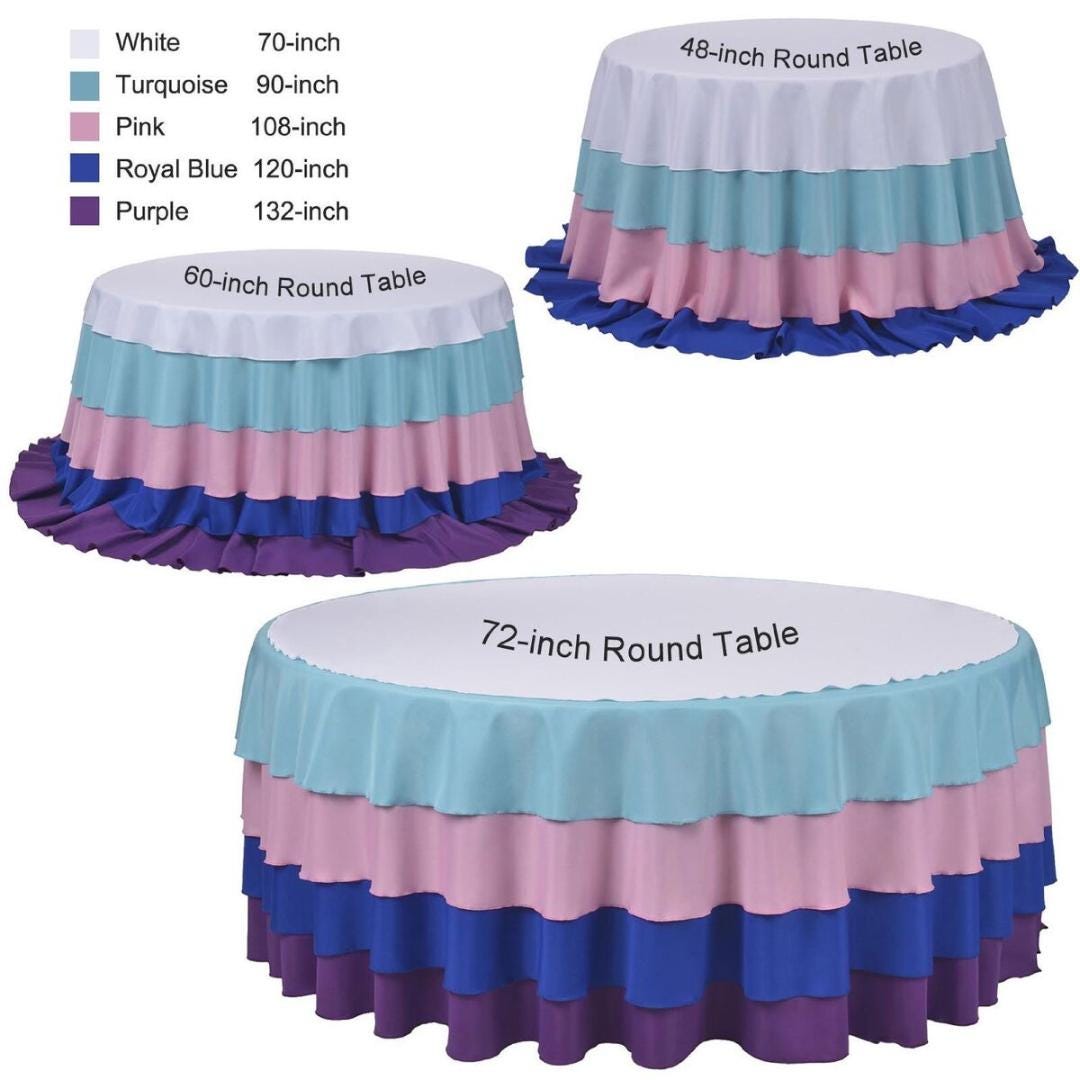Cocktail Table Cover - Bar Height Table: 30" to 36" Round Diameter Table -  Fabric Table Cloth Party Decor - PURPLE