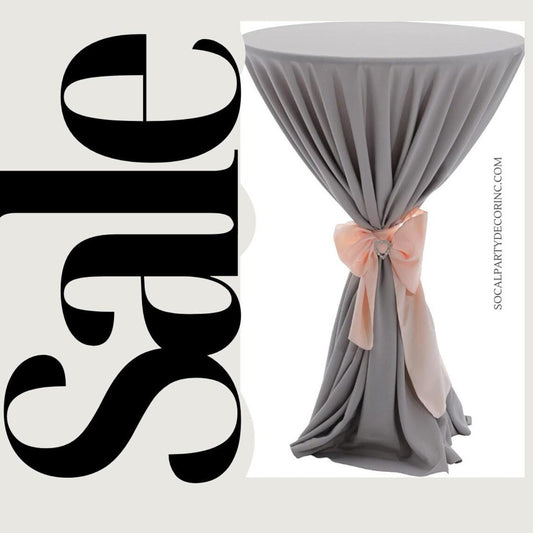 Cocktail Table Cover - Bar Height Table: 30" to 36" Round Diameter Table -  Fabric Table Cloth Party Decor - GRAY