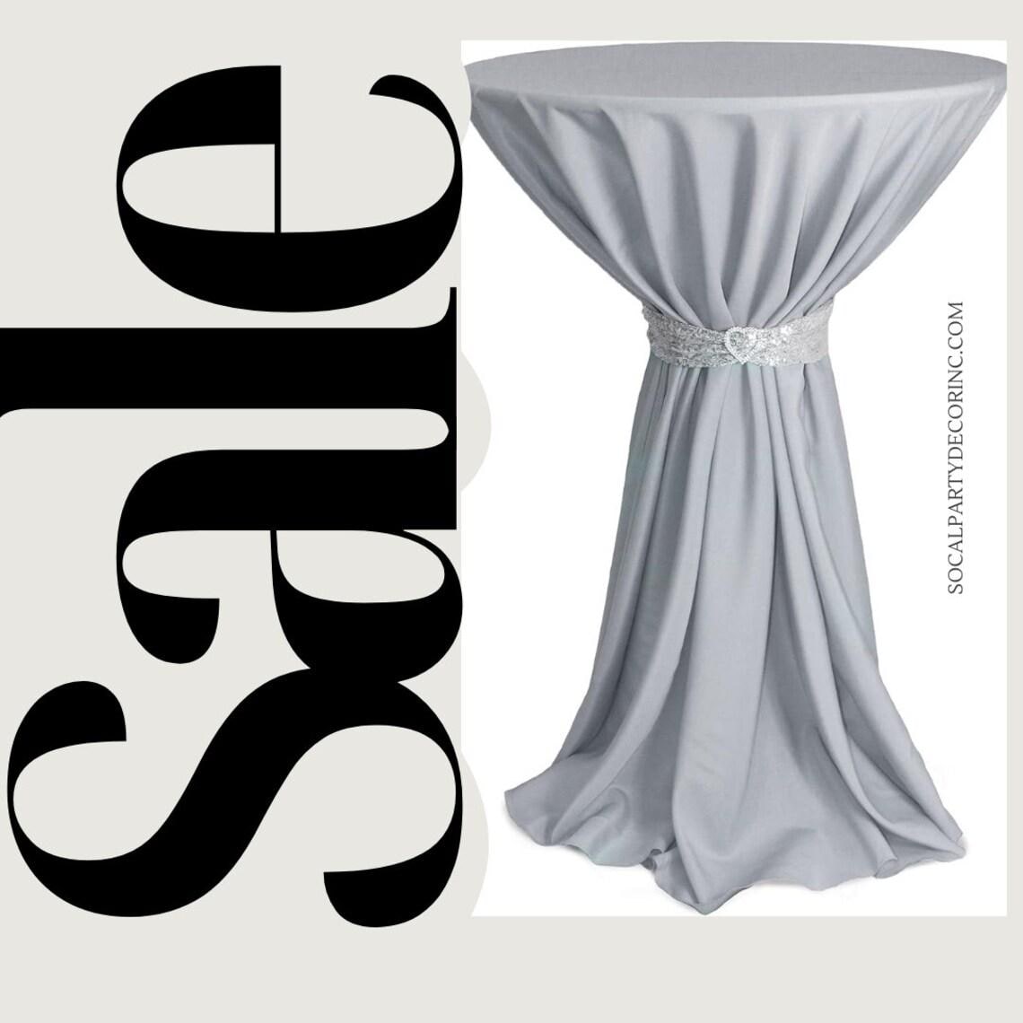 Cocktail Table Cover - Bar Height Table: 30" to 36" Round Diameter Table -  Fabric Table Cloth Party Decor - SILVER