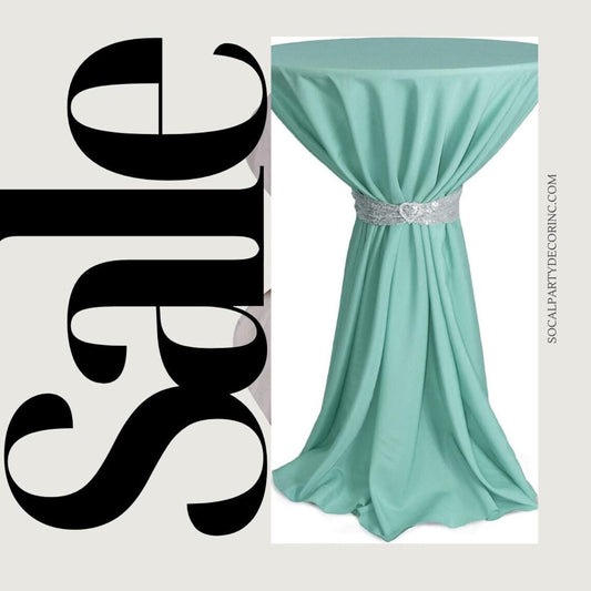 Cocktail Table Cover - Bar Height Table: 30" to 36" Round Diameter Table -  Fabric Table Cloth Party Decor - AQUA