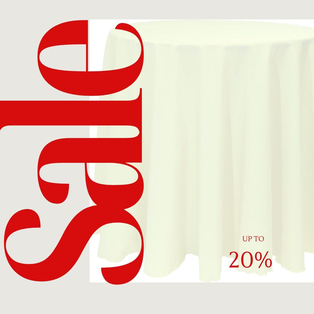 Cocktail Table Cover - Bar Height Table: 30" to 36" Round Diameter Table -  Fabric Table Cloth Party Decor - IVORY