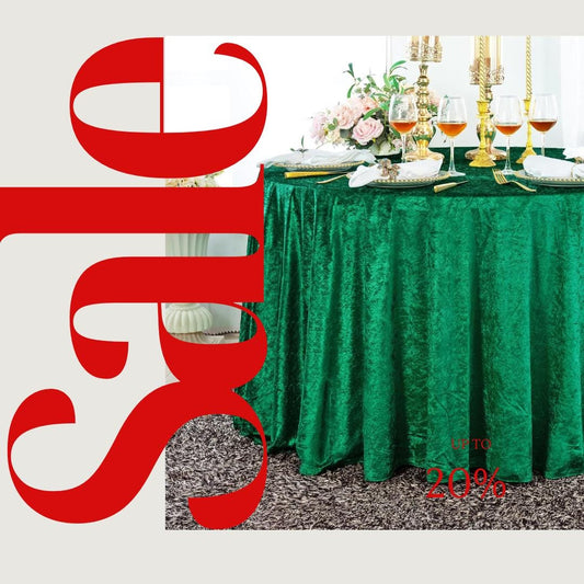 Crushed Velvet Tablecloth - EMERALD -  Luxurious Round Table Cover  for Weddings, Parties, Baby Showers and Events. Choose Size Below