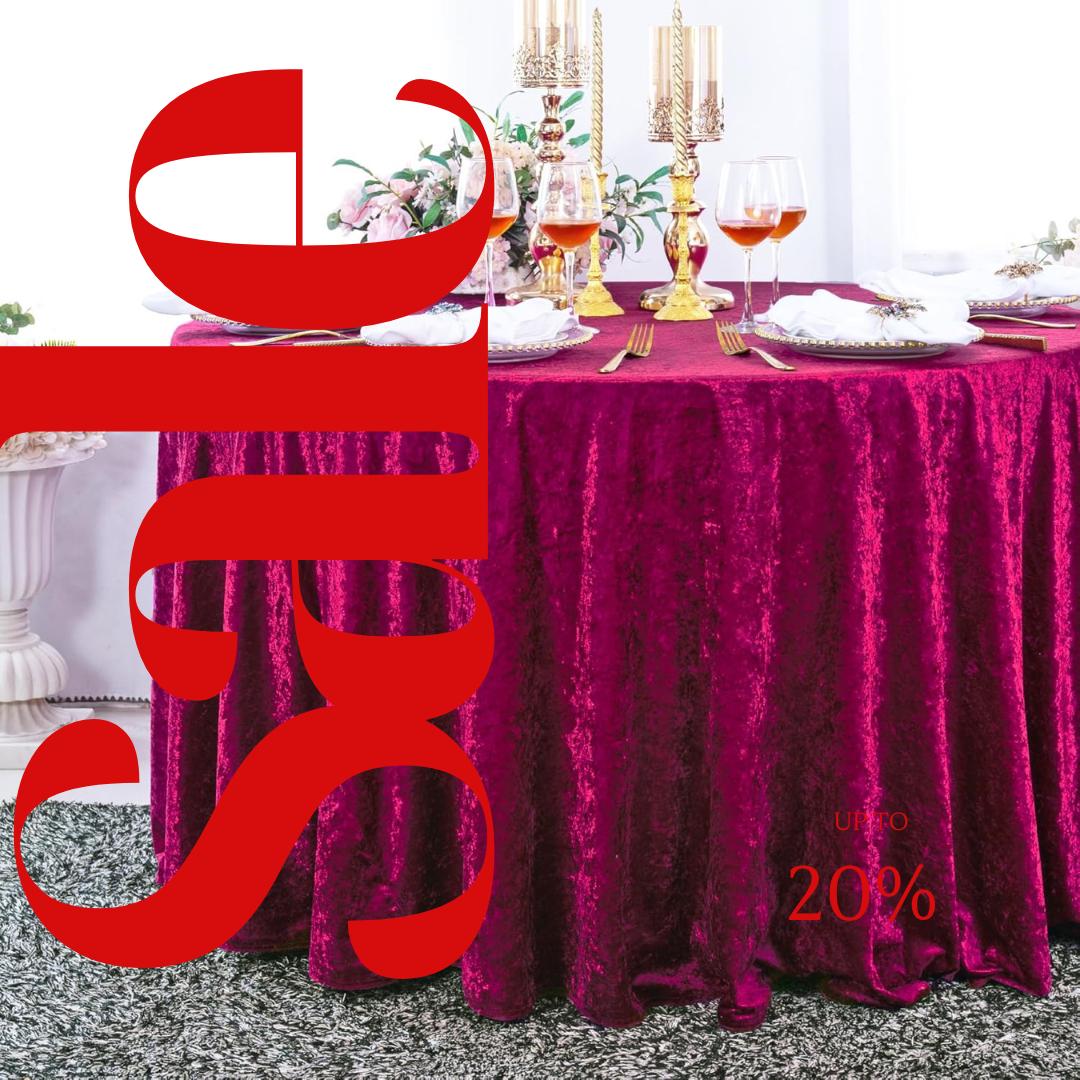 Crushed Velvet Tablecloth - MAGENTA -  Luxurious Round Table Cover  for Weddings, Parties, Baby Showers and Events. Choose Size Below