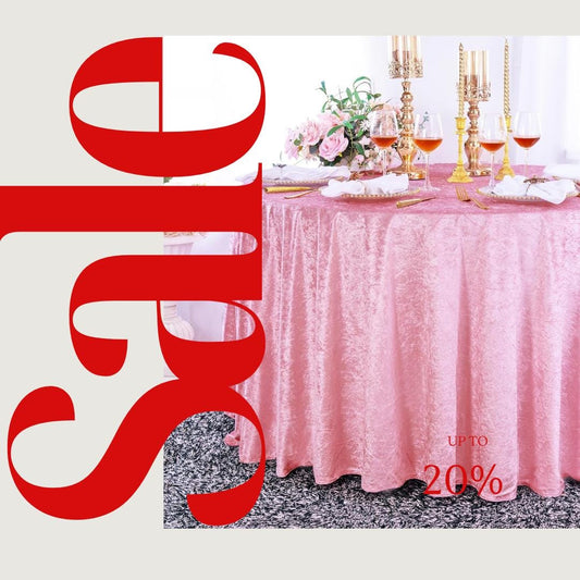 Crushed Velvet Tablecloth - PINK -  Luxurious Round Table Cover  for Weddings, Parties, Baby Showers and Events. Choose Size Below