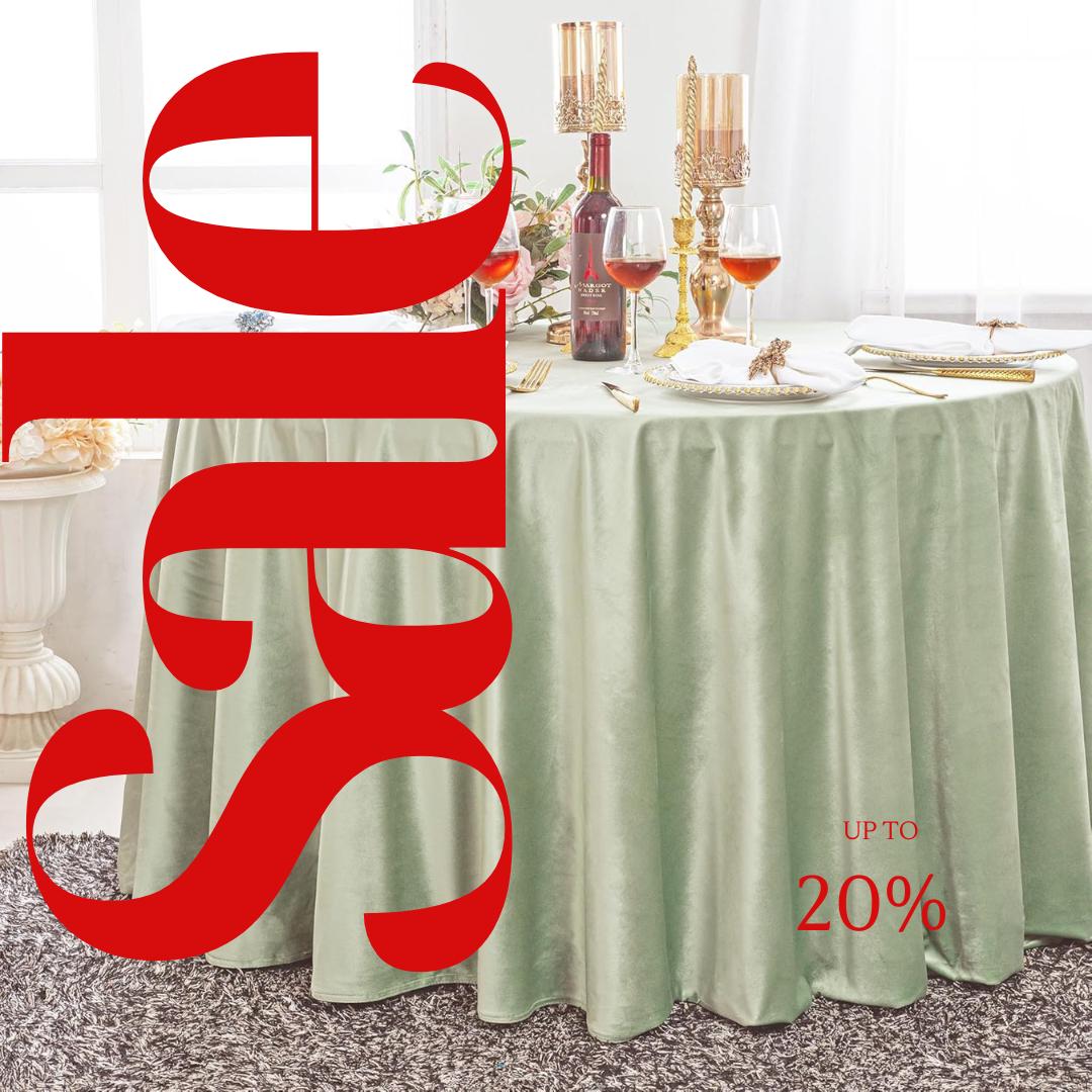 Royal Velvet Tablecloth - SAGE -  Luxurious Round Table Cover  for Weddings, Parties, Baby Showers and Events. Choose Size Below