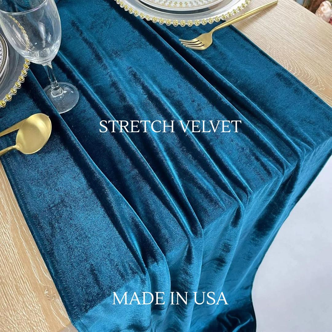 29" x 120" Luxurious Stretch Velvet Table Runner, 10ft Wedding Reception Decorations Soft Velvet Fabric, Table Linen & Wedding Runners