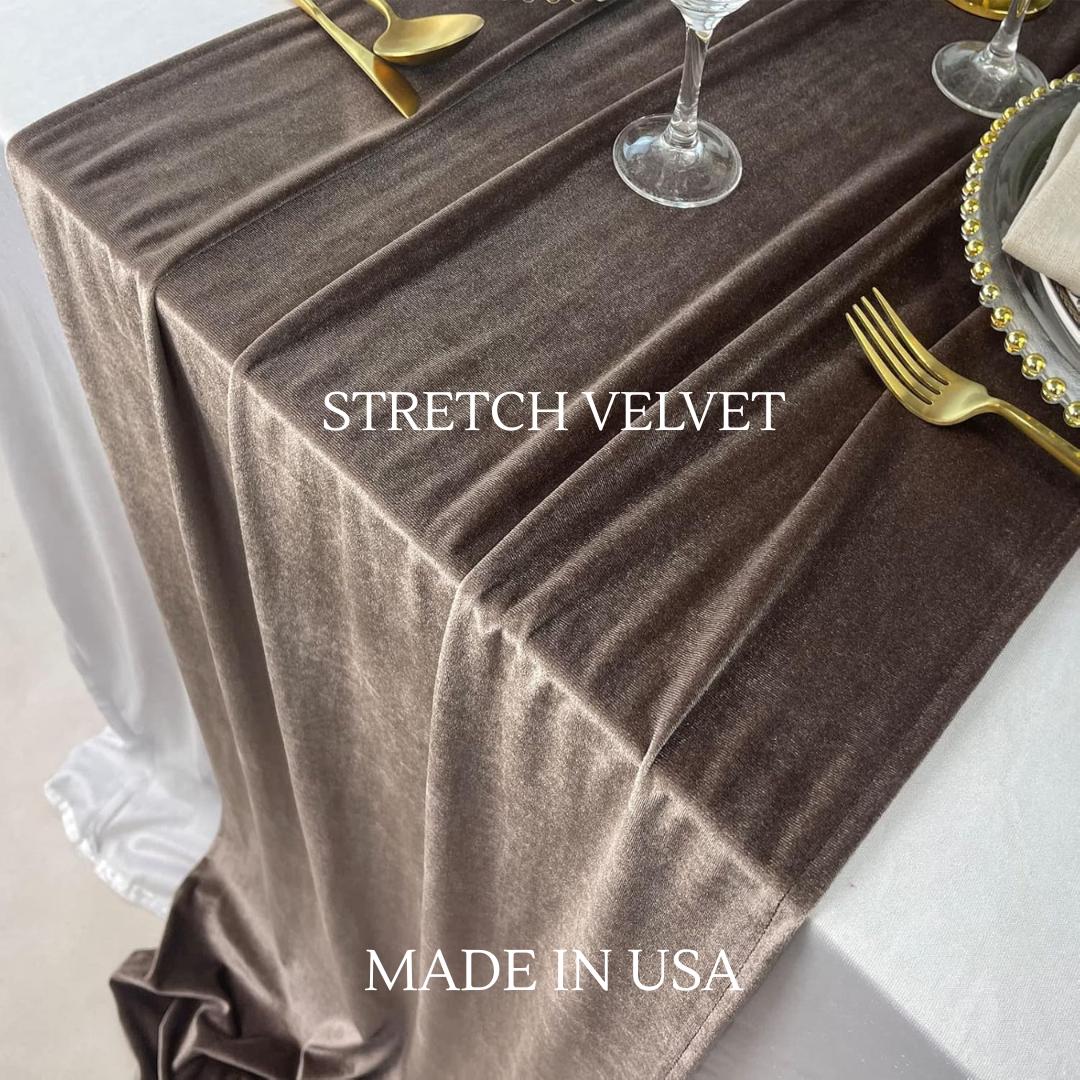 29" x 120" Luxurious Stretch Velvet Table Runner, 10ft Wedding Reception Decorations Soft Velvet Fabric, Table Linen & Wedding Runners