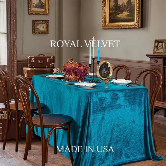 Royal Velvet Tablecloth - TURQUOISE - Luxurious Rectangular Table Cover for Weddings, Parties, Baby Showers and Events. Choose Size Below