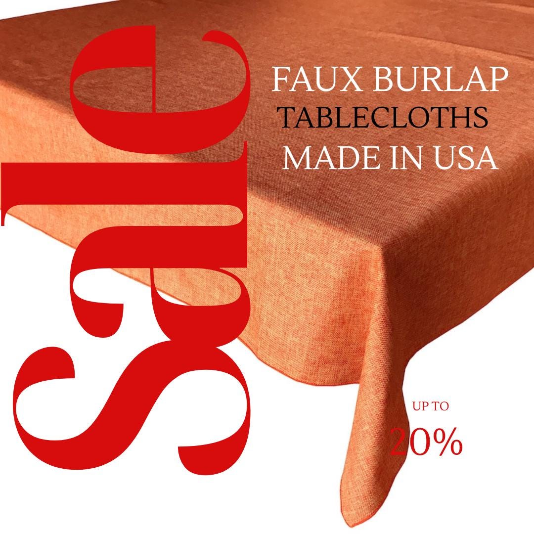 ORANGE - Faux Burlap Linen Textured Solid Tablecloth - Table Cover for Weddings, Parties, Baby Showers and Events. Choose Size Below