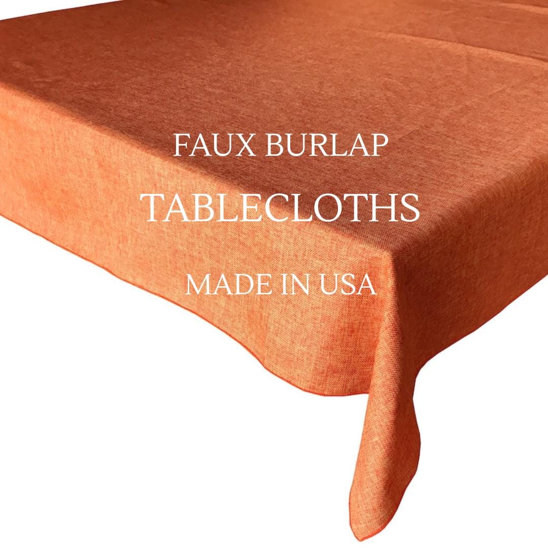 ORANGE - Faux Burlap Linen Textured Solid Tablecloth - Table Cover for Weddings, Parties, Baby Showers and Events. Choose Size Below