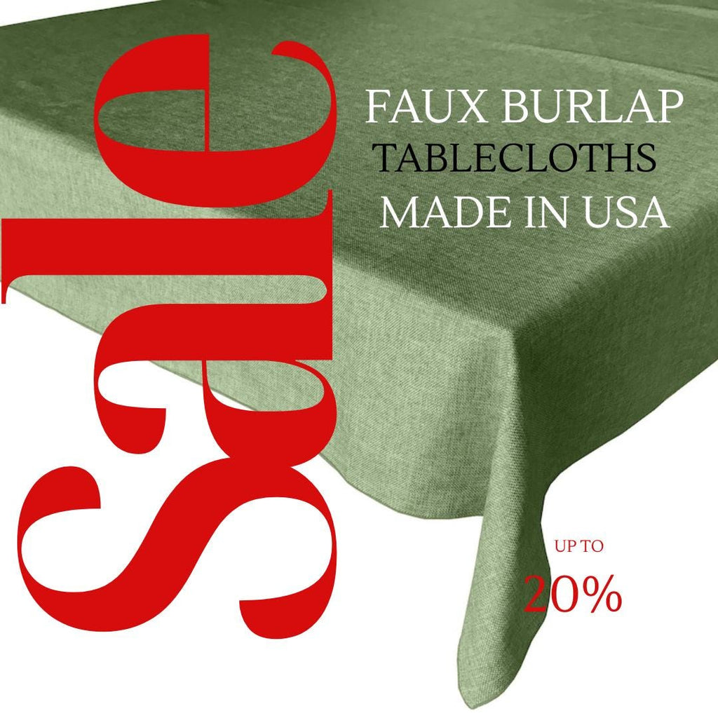 SAGE - Faux Burlap Linen Textured Solid Tablecloth - Table Cover for Weddings, Parties, Baby Showers and Events. Choose Size Below