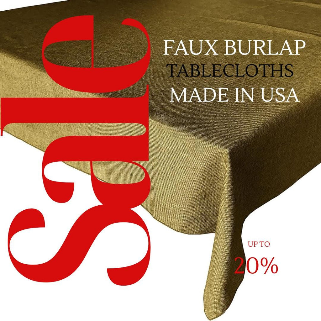 DK GOLD - Faux Burlap Linen Textured Solid Tablecloth - Table Cover for Weddings, Parties, Baby Showers and Events. Choose Size Below